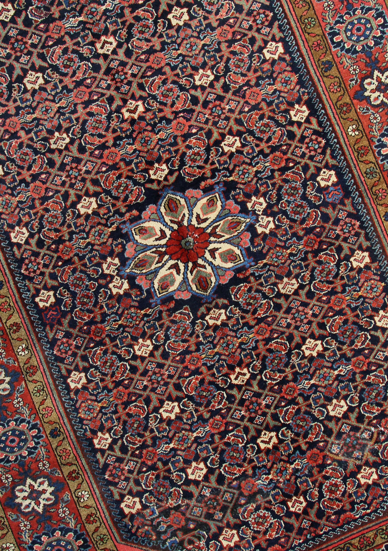 Traditional persian rug antique blue red handwoven wool carpet area rug- 145x202cm