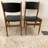 Scandinavian chair in wood and black imitation leather
