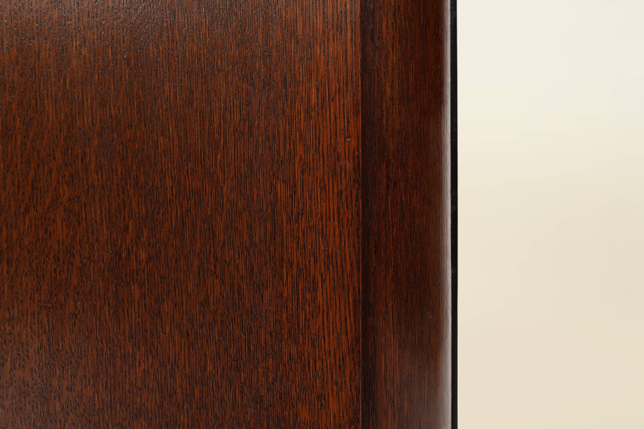 Large Art Deco console or pedestal in dark oak veneer, Belgium, 1920s