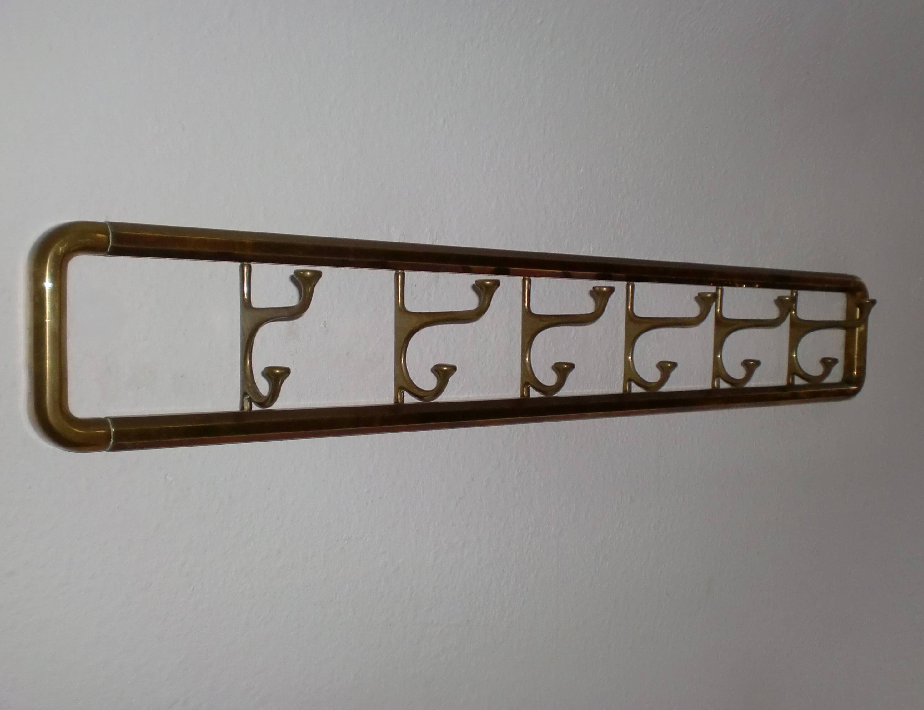Vintage Art-Deco brass Wall Coat Rack France, 1940s