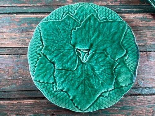 Gien Primefleur green barbotine plates set of 6, 21cm