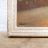 Vintage painting, oil on panel signed J. Arnaud