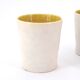 Ceramic glasses by Guy Resse white and yellow, Vallauris