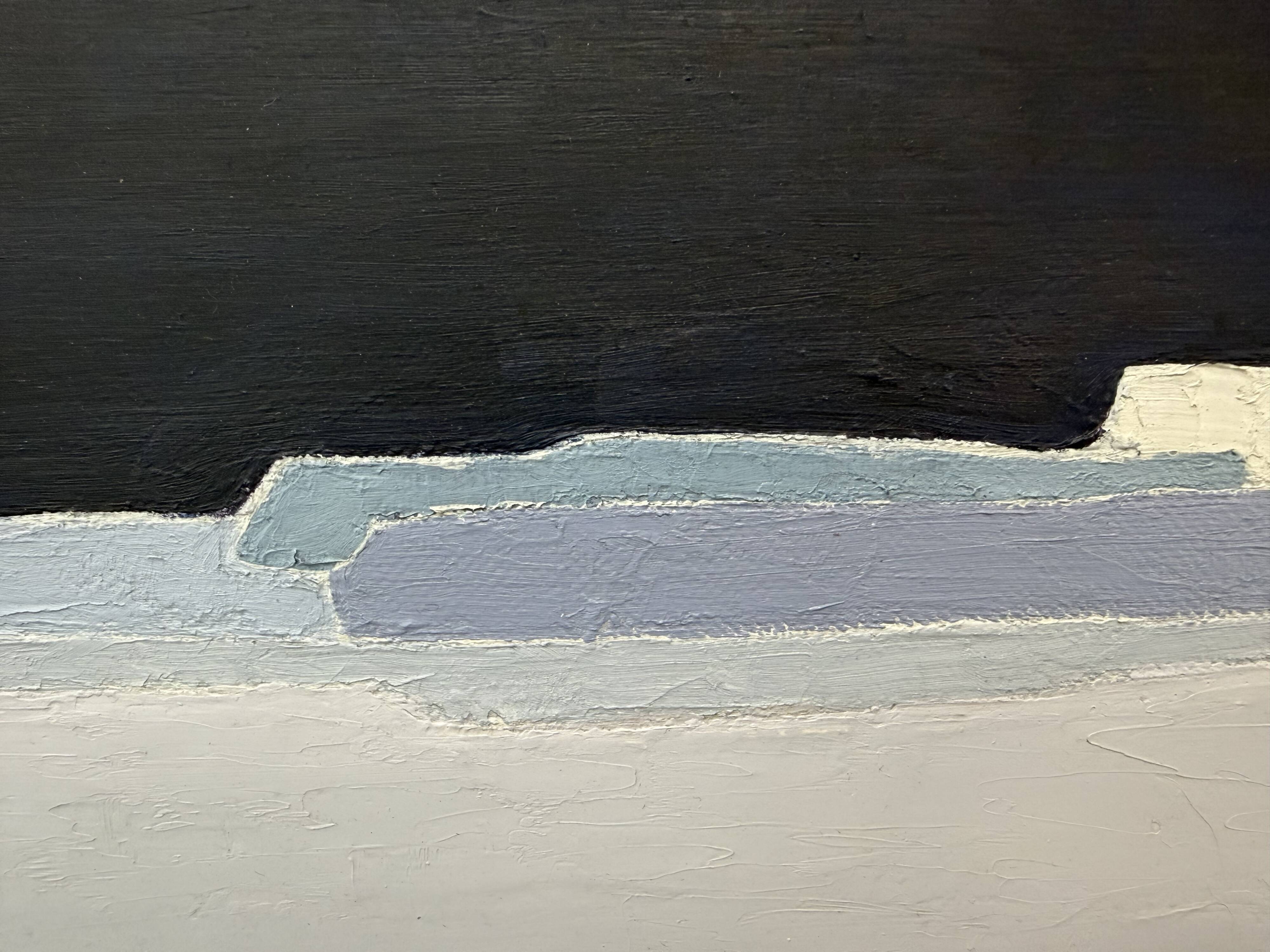 Abstract minimalist table – contemporary landscape – oil on canvas signed