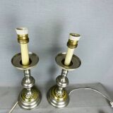 Pair of large Regency half shade buffet lamps
