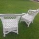 Rattan armchairs, white lacquered