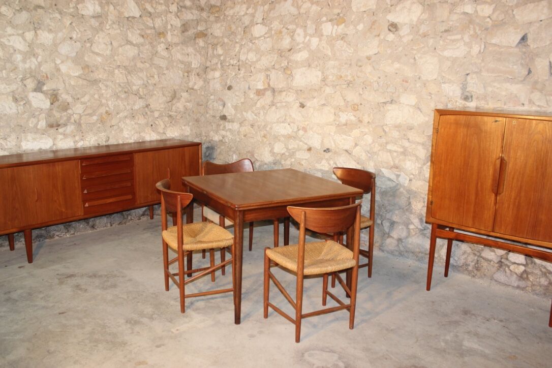 Extendable dining table "flip-top"/"wallet" Scandinavian vintage teak by Nils Jonsson for TROEDS