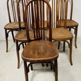 Set of six 20th century curved wooden chairs