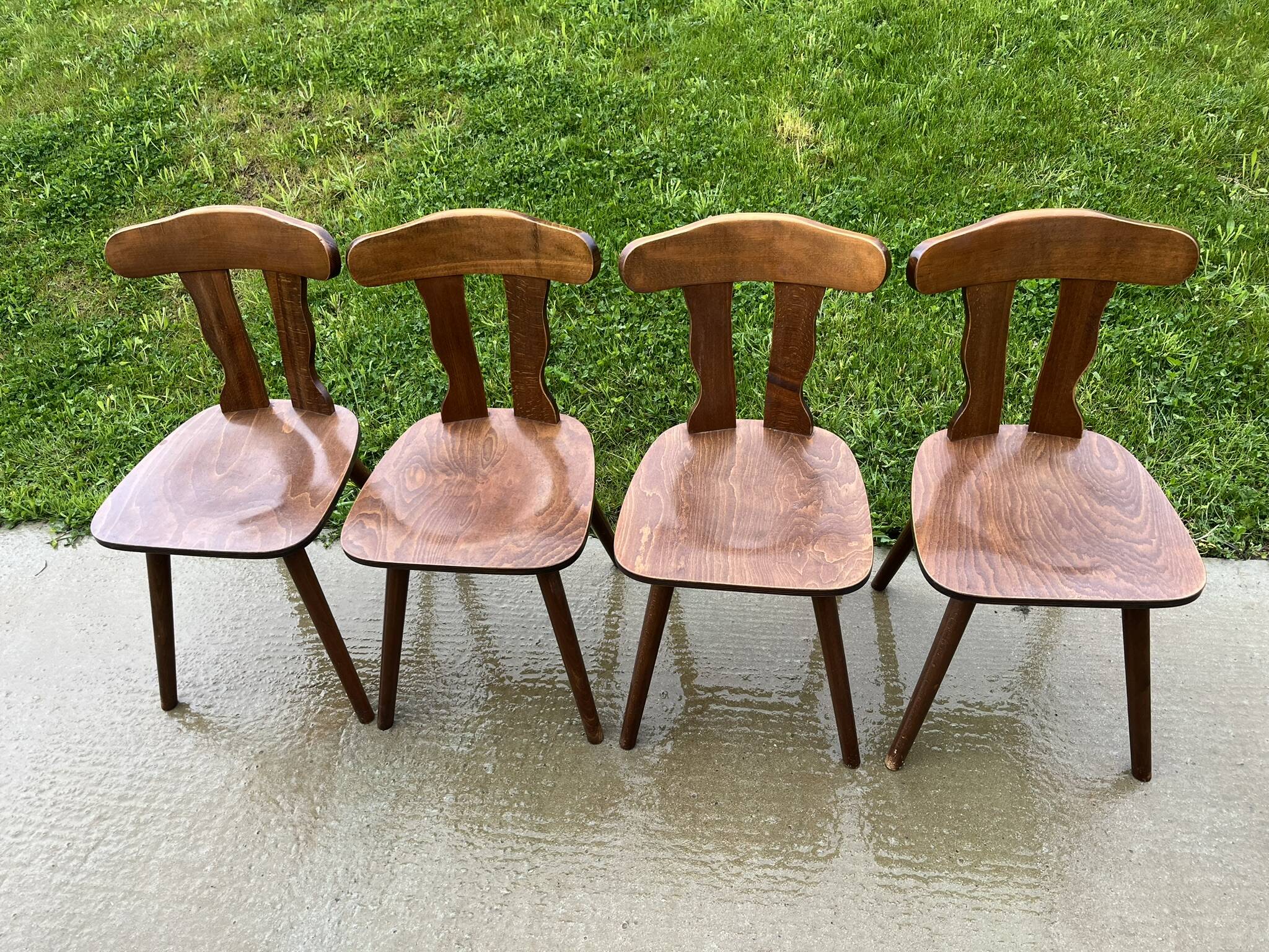 Set of 4 1960s Brutalist Style Bistro Chairs