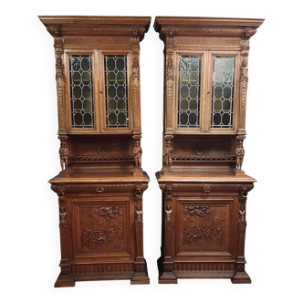 Rare pair of two-part Renaissance-style buffets