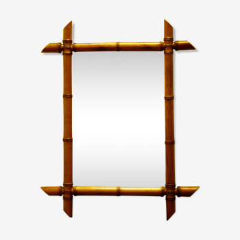 Wall mirror with faux bamboo frame