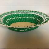 Old green scoubidou basket