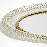 Pair of Mid Century wall mirrors with brass rim and white metal frames