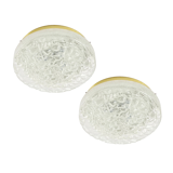 Pair of Large Murano Ice Glass Ceiling Lights from Doria, 1960s