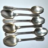Set of 6 silver-plated coffee spoons Goldsmith Boulenger tulip frieze decoration 14cm