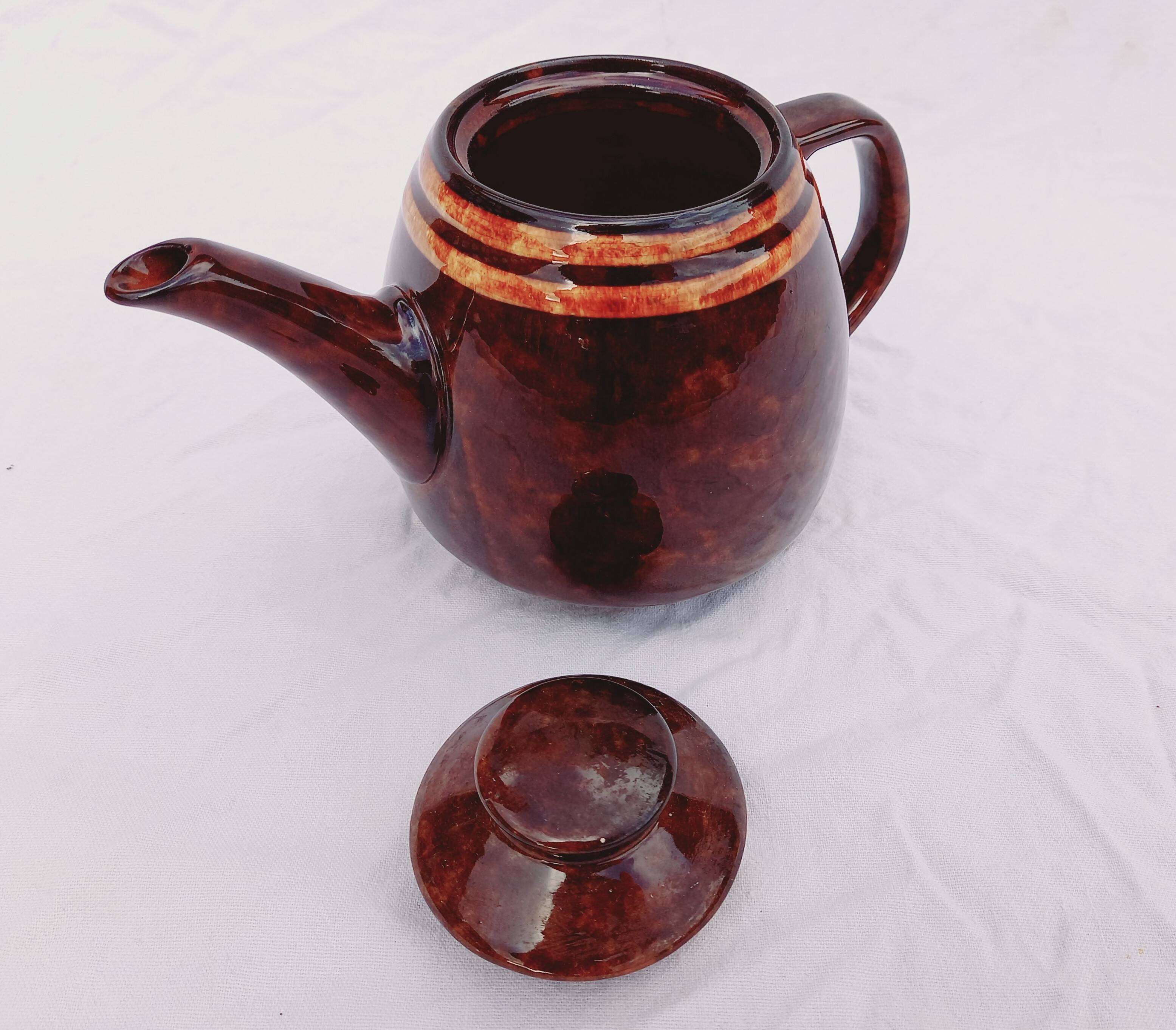 Vintage glazed stoneware teapot