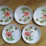 5 dessert plates from Moulin des Loups, Orchies, Gisèle model