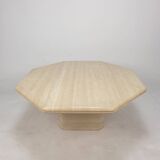 Italian Octagon Coffee Table in Travertine, 1980s