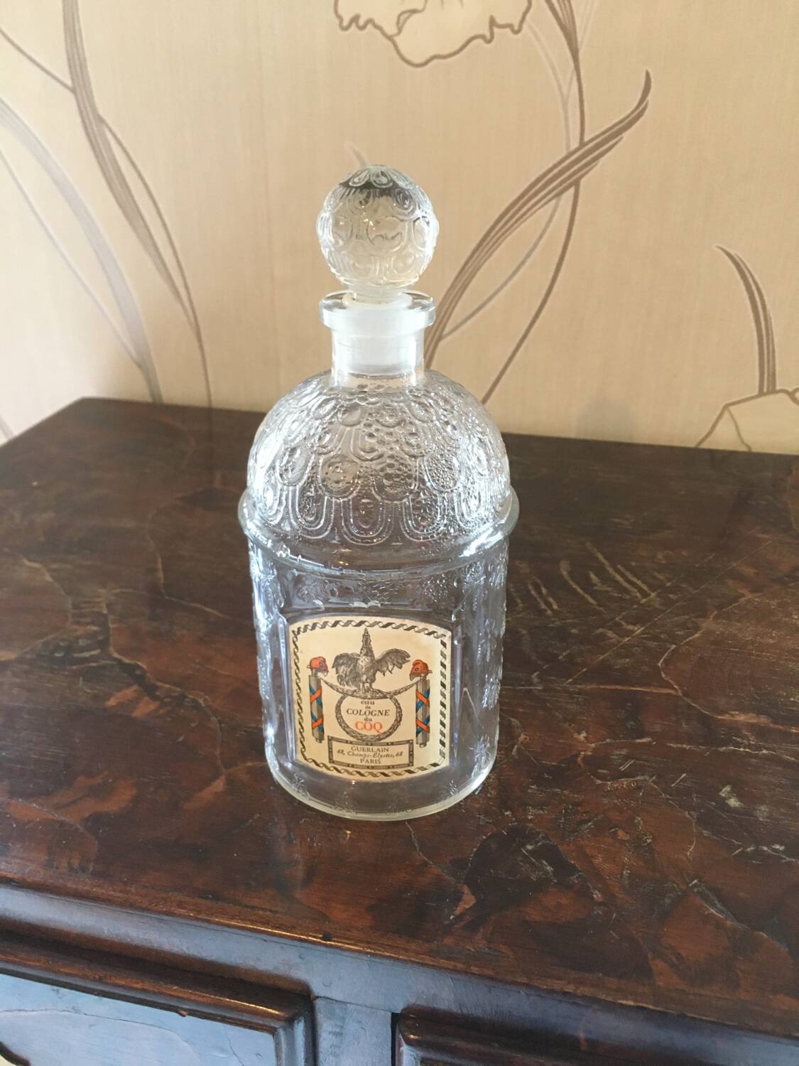 Old Guerlain perfume bottle engraved glass bees