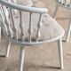 Matte white painted beech chair with upholstered seat in fabric 1970