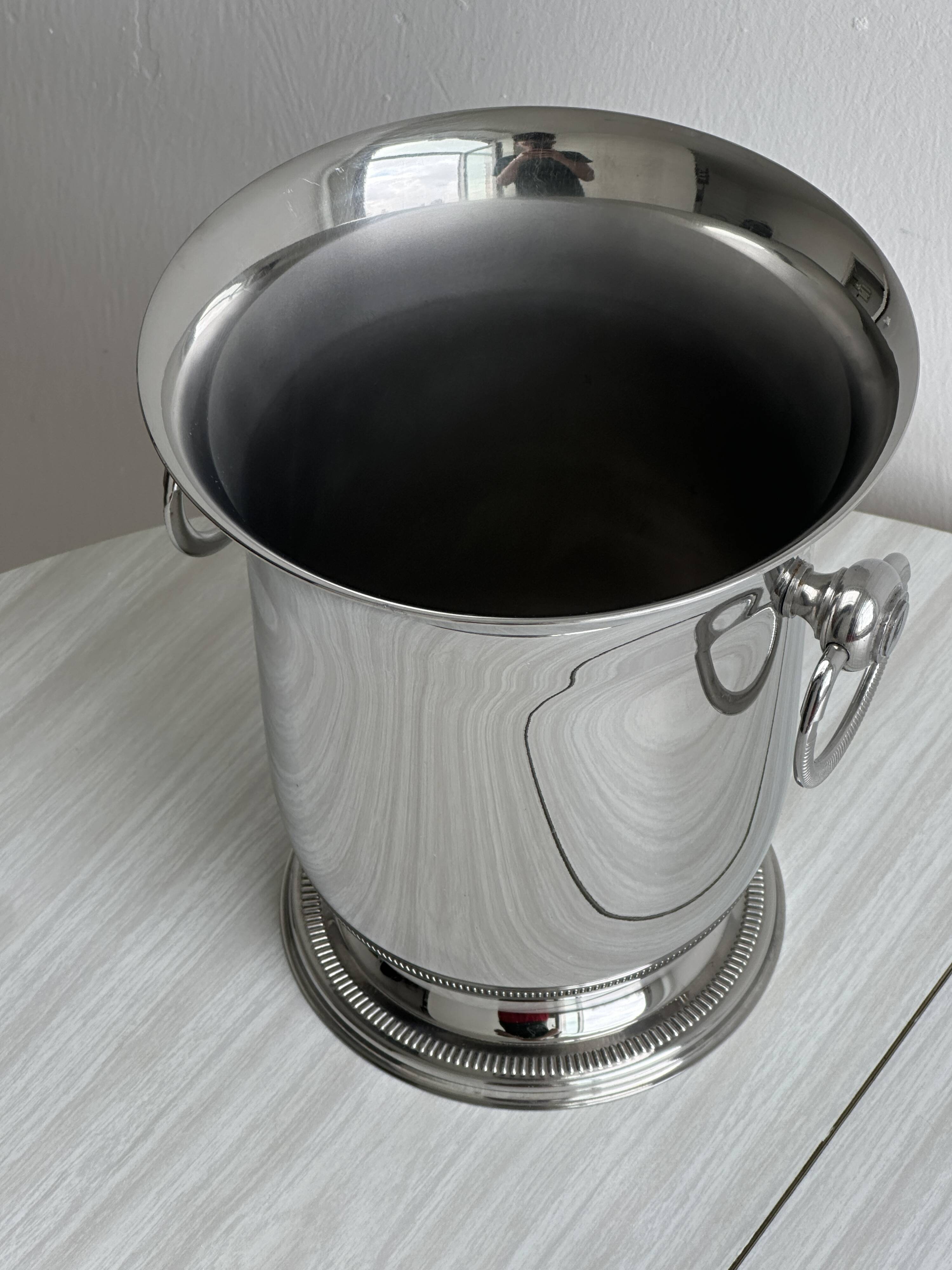 Seau à champagne ancien en métal argenté