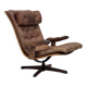1960s, Scandinavian swivel armchair, brown furniture leather.