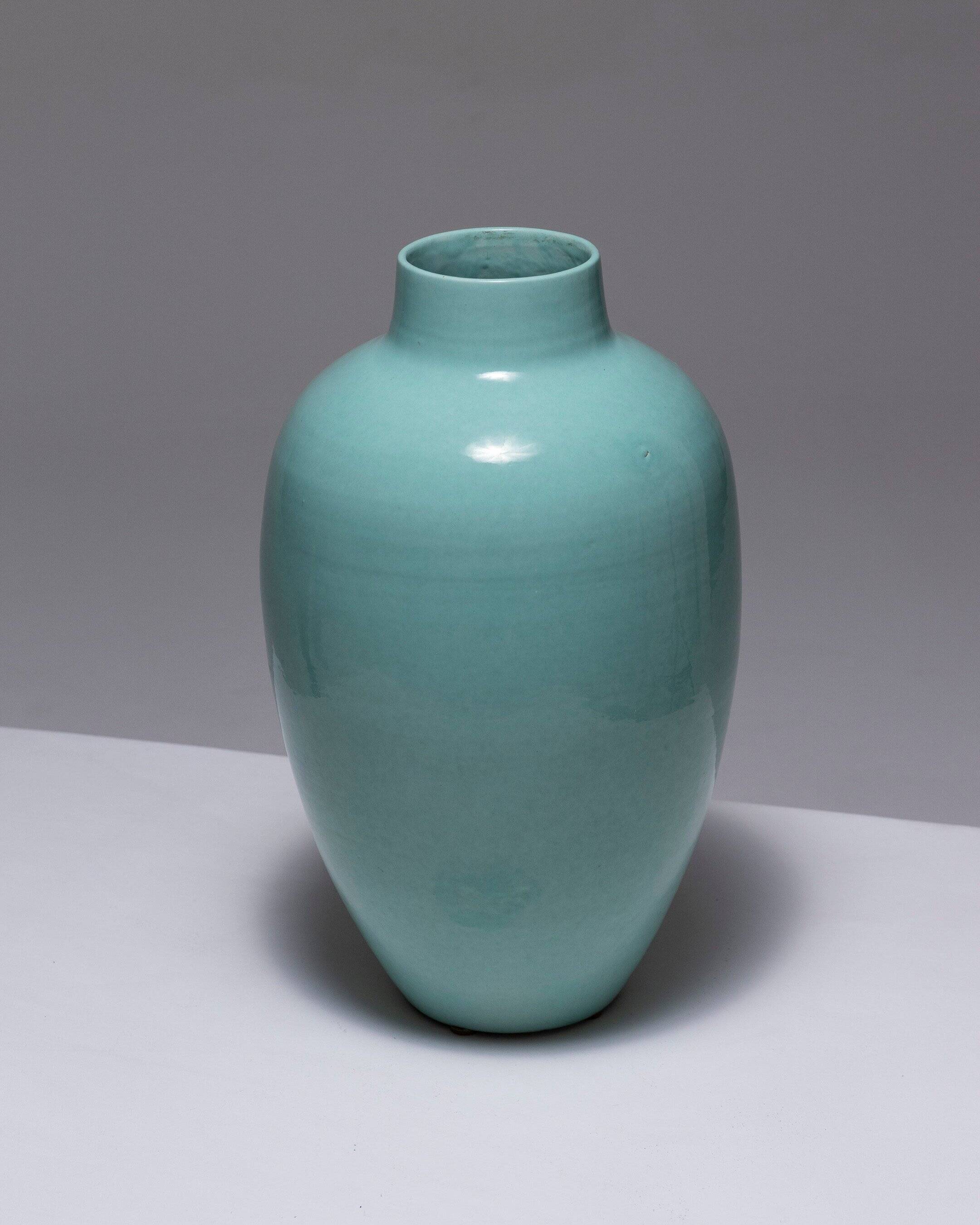Ovoid ceramic vase, henri chaumeil, 1930s