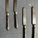 Set of 5 antique table knives in inlaid ebony, circa 1900.