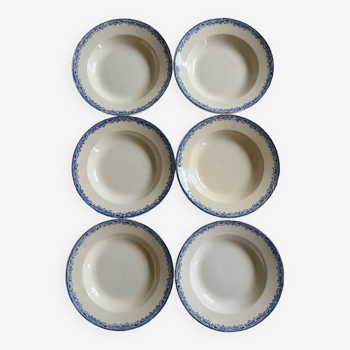 Set of 6 Fontanges Sarreguemines soup plates