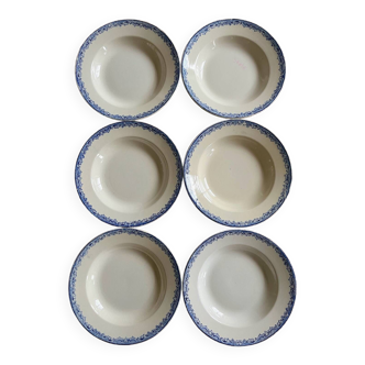 Set of 6 Fontanges Sarreguemines soup plates