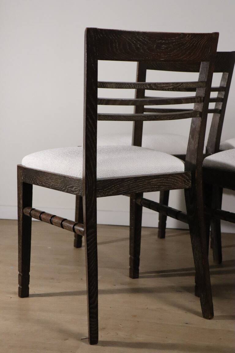 Set of 4 modernist chairs in oak and boucle fabric - 1940