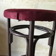 Lot of 3 bar stools, metal and velvet, vintage 60s
