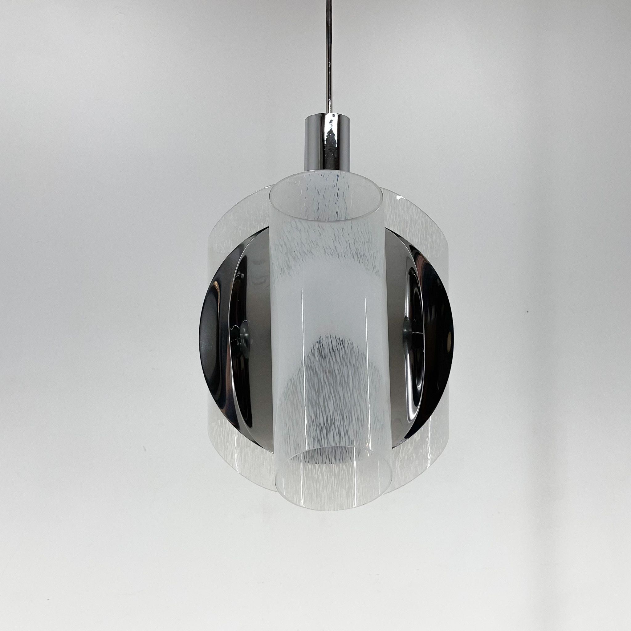 Suspension en verre chromé et de Murano, Italie
