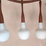 Rispal teak and opaline chandelier from the 50s