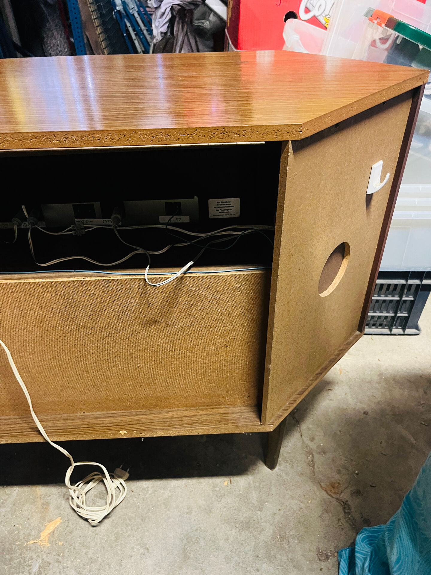 Functional hi-fi furniture with radio and turntable.