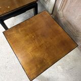 Pair of side tables in black and gold lacquer