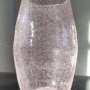 Vase artisanal en verre bullé rose/transparent