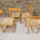 Set de 4 chaises en pin et jonc vintage