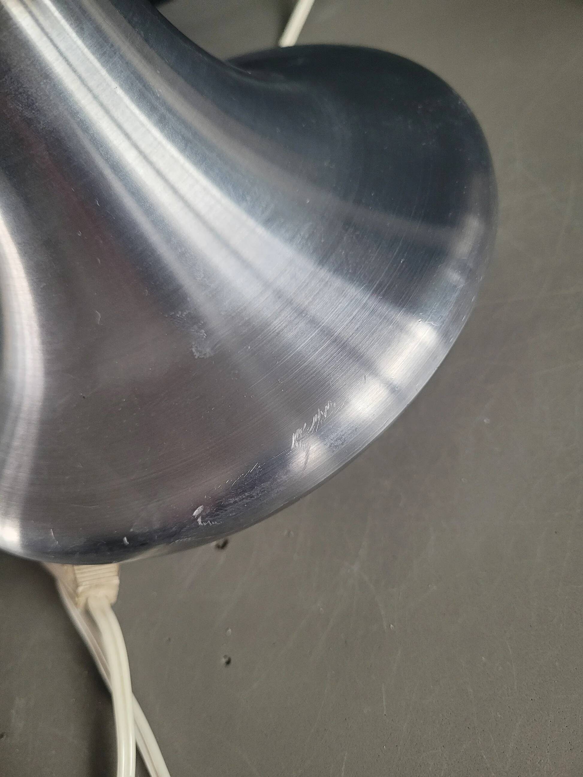 Vintage table lamp with brushed aluminium base - cylinder shade