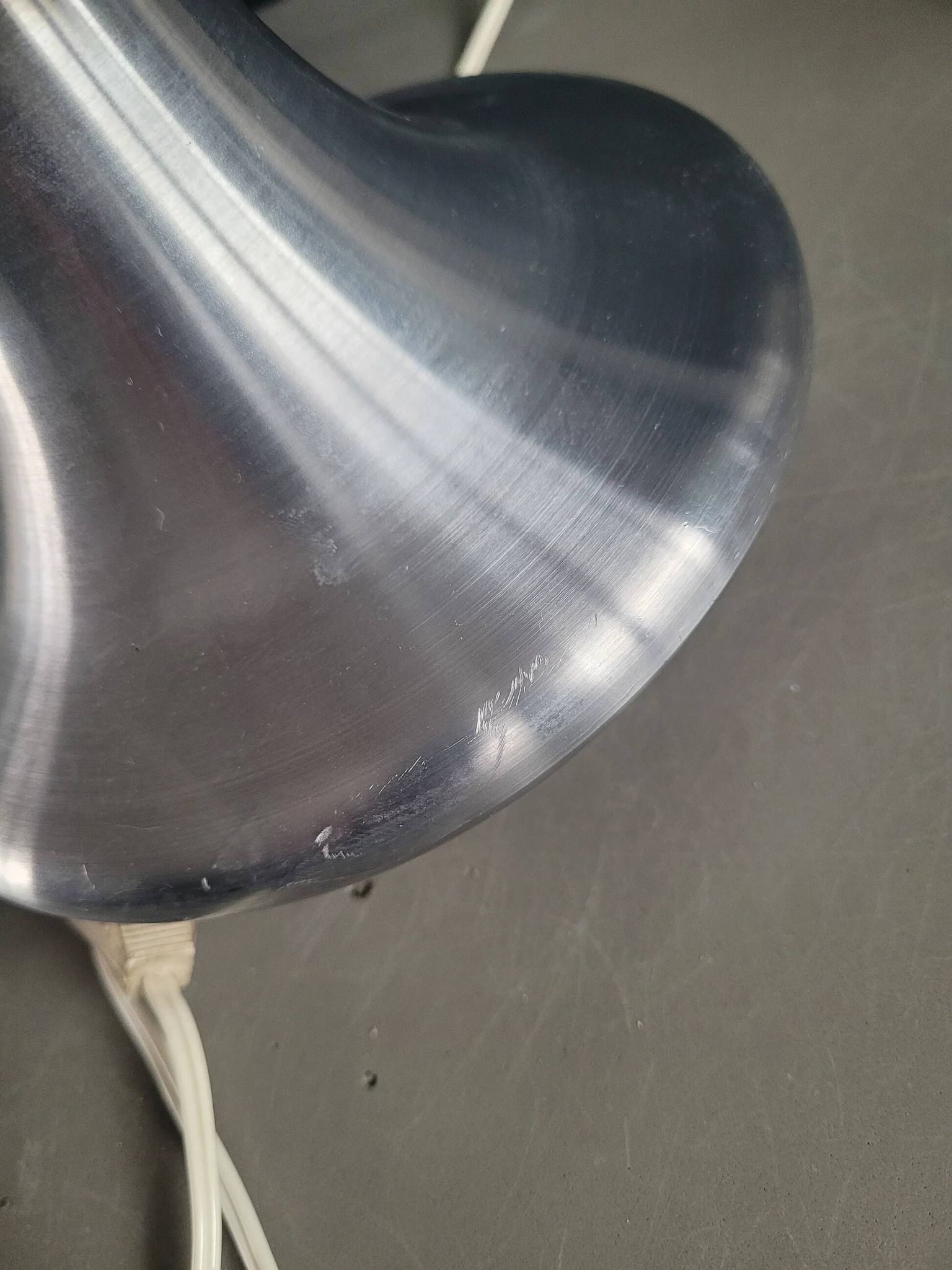Lampe à poser vintage pied aluminium brossé - abat-jour cylindre