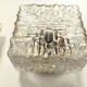 Pair of Square Molded Clear Glass and Gold Varnished Iron Wall Lights