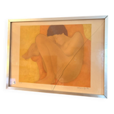 Lithographie Signee Alain Bonnefoit Nu Assis Femme Erotisme N° 5/175
