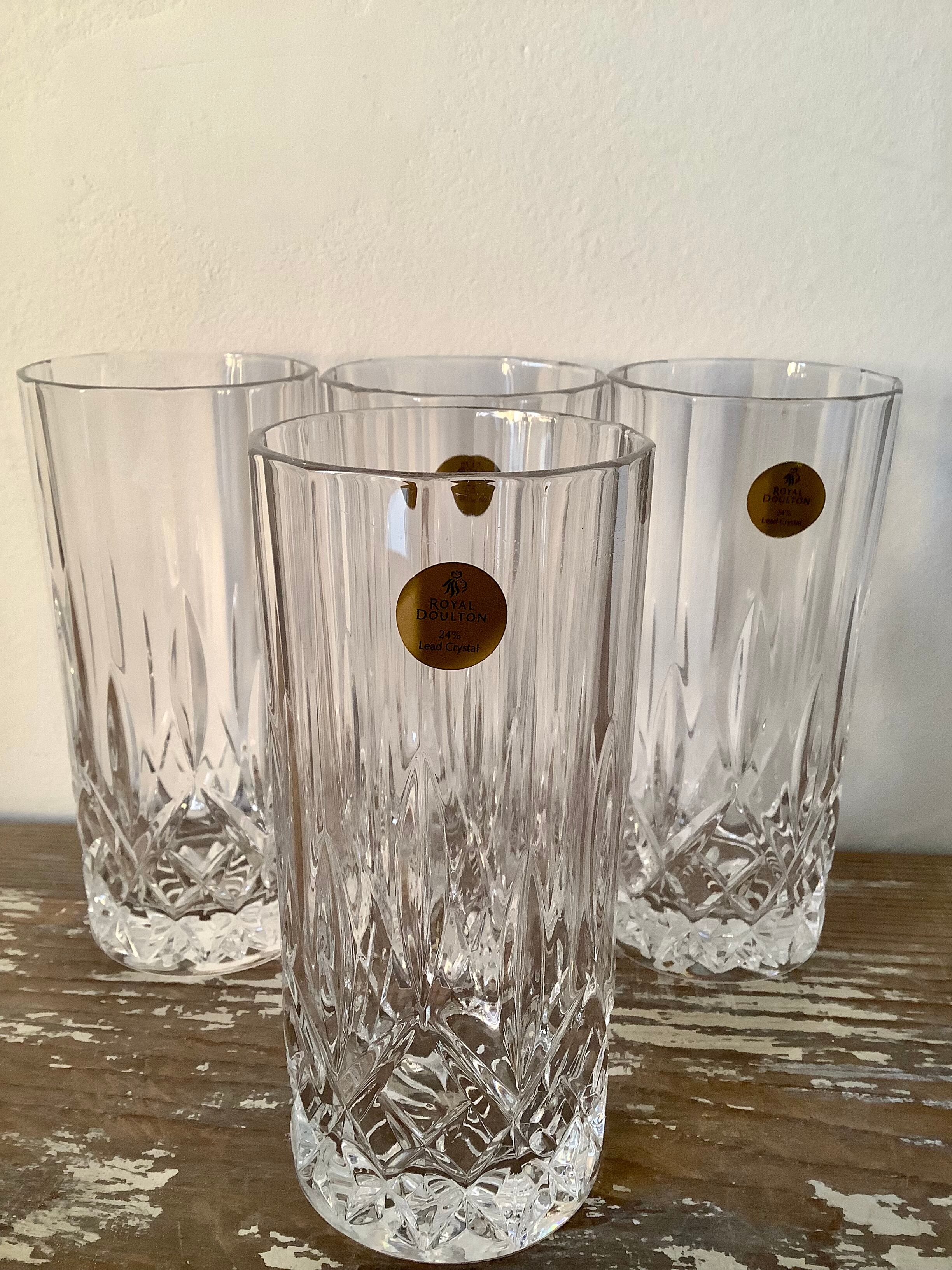 Set of 4 glasses high long drink cocktail crystal Royal Doulton