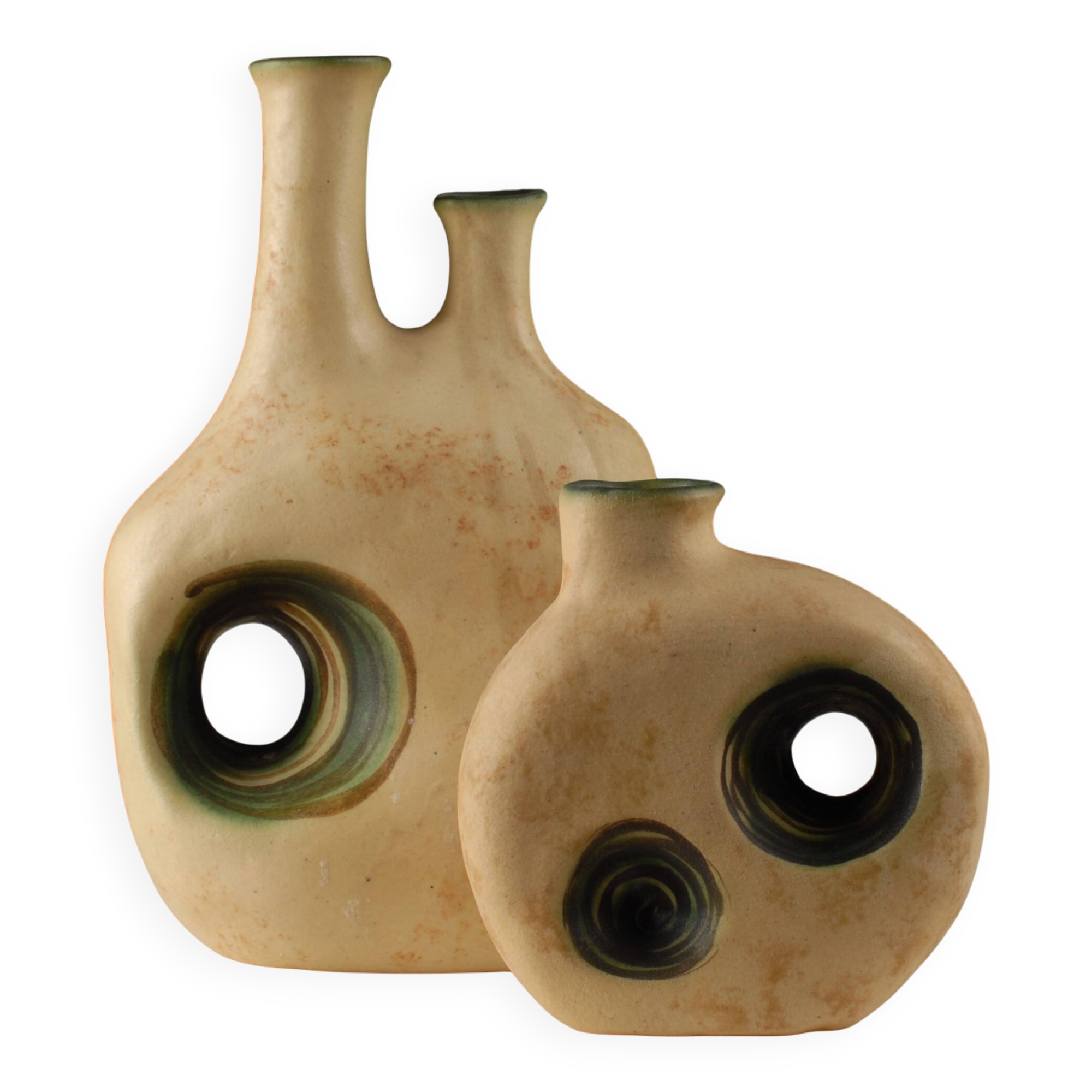 Pair of sculptural ceramic vases by Nikos Dazelidis, Greece, 1970s.