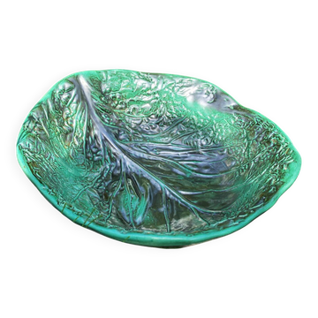 Saladier en barbotine feuille de chou vintage