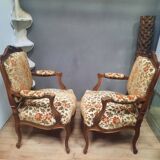 Pair of large Louis XV style armchairs