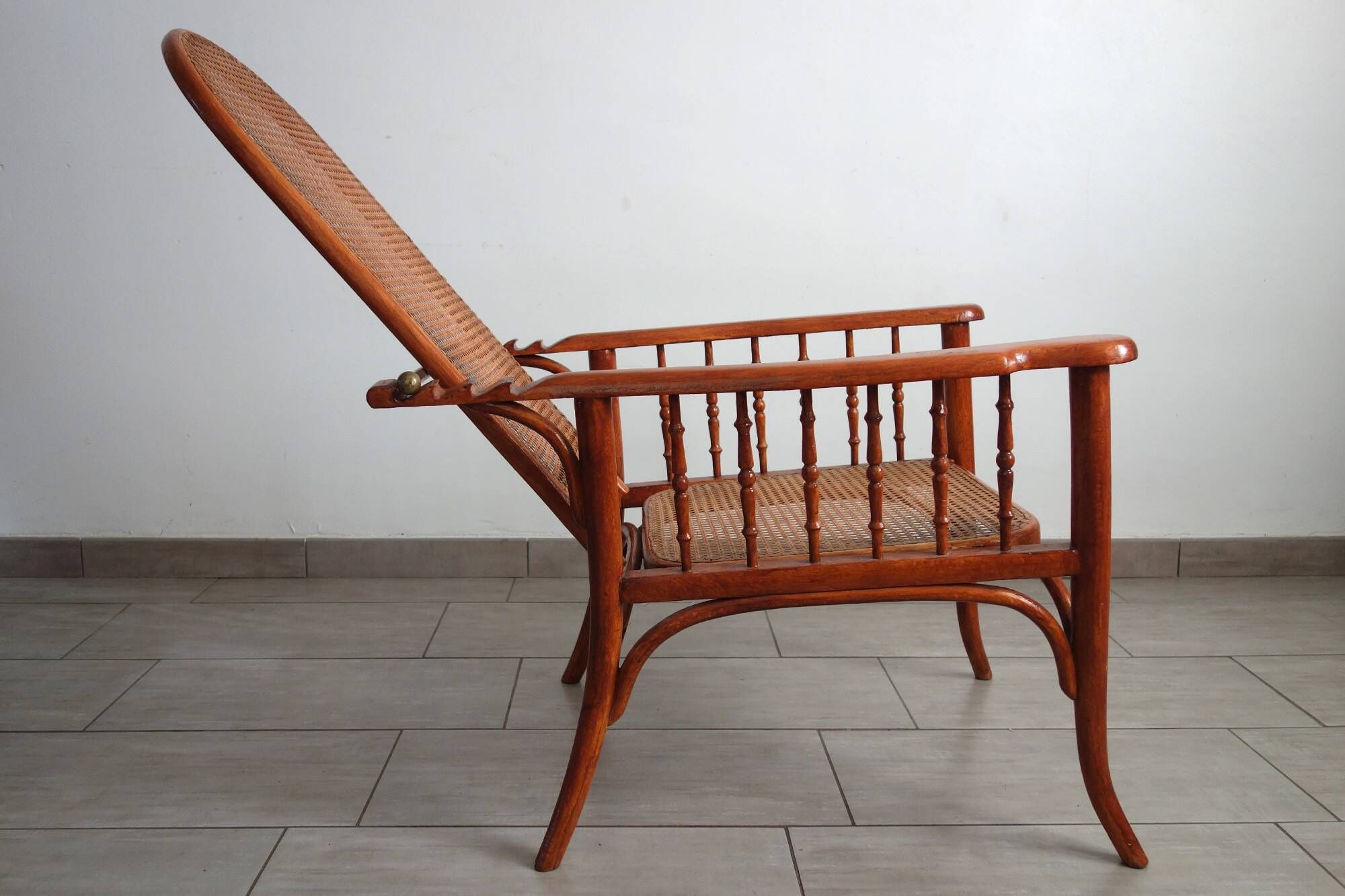 Fauteuil à crémaillère Fischel vers 1900