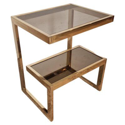 Table basse plaquée or par Belgochrom, Belgique, 1975