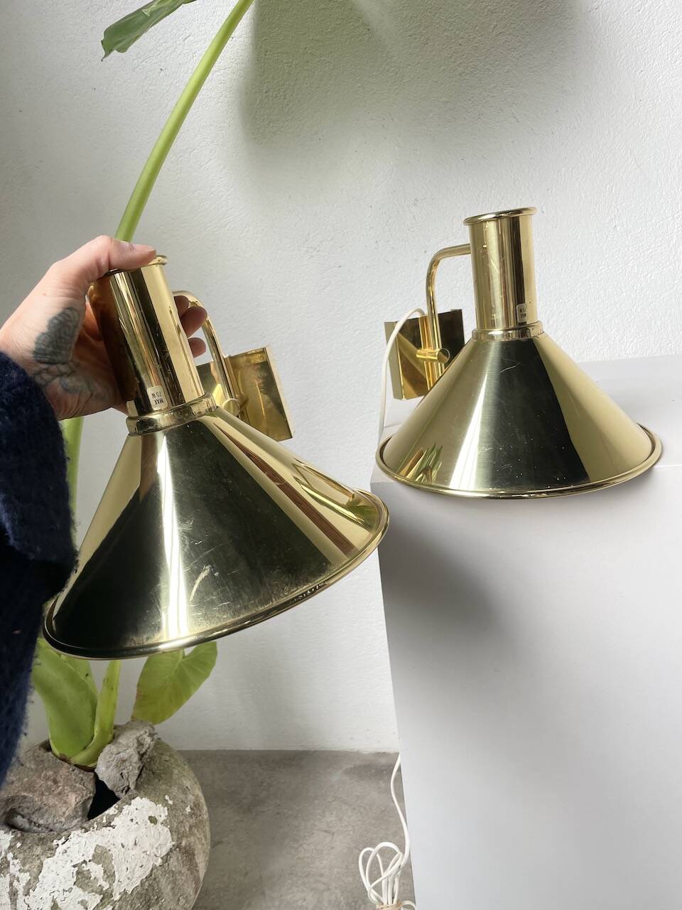 Pair of Hovik Lys brass wall lights Jonas Hidle Denmark