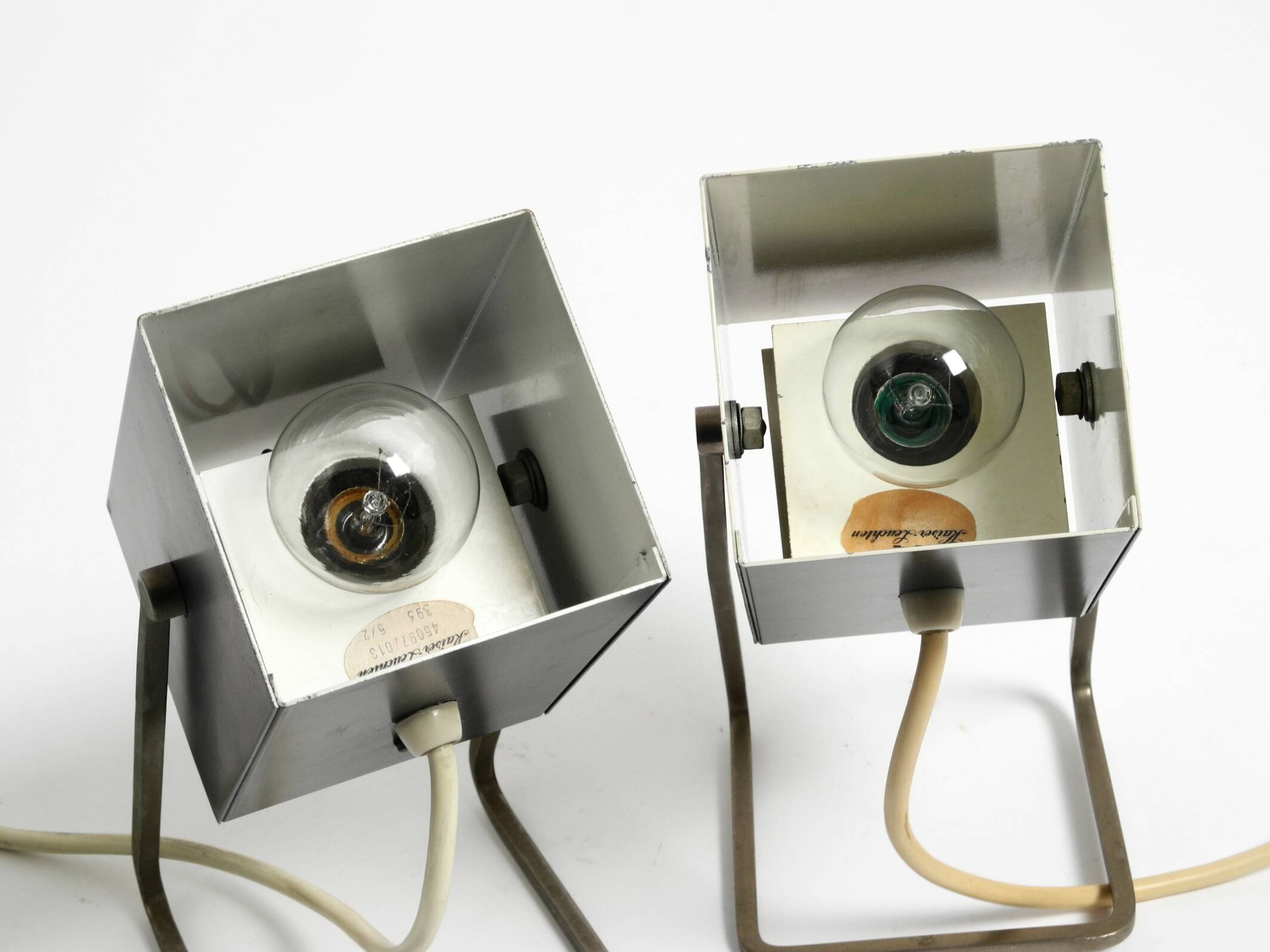 Pair of beautiful Mid Century Modern metal lamps from Kaiser Leuchten